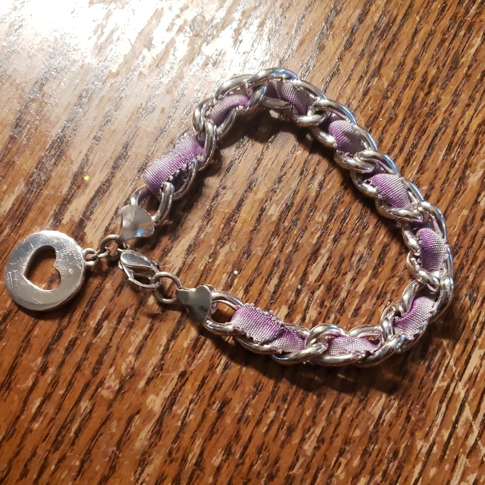 Silver and Purple Chain Bracelet